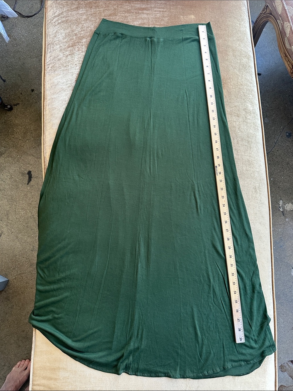 Casual Lightweight Modal Floor length skirt Deep green Large size Use belt  sash